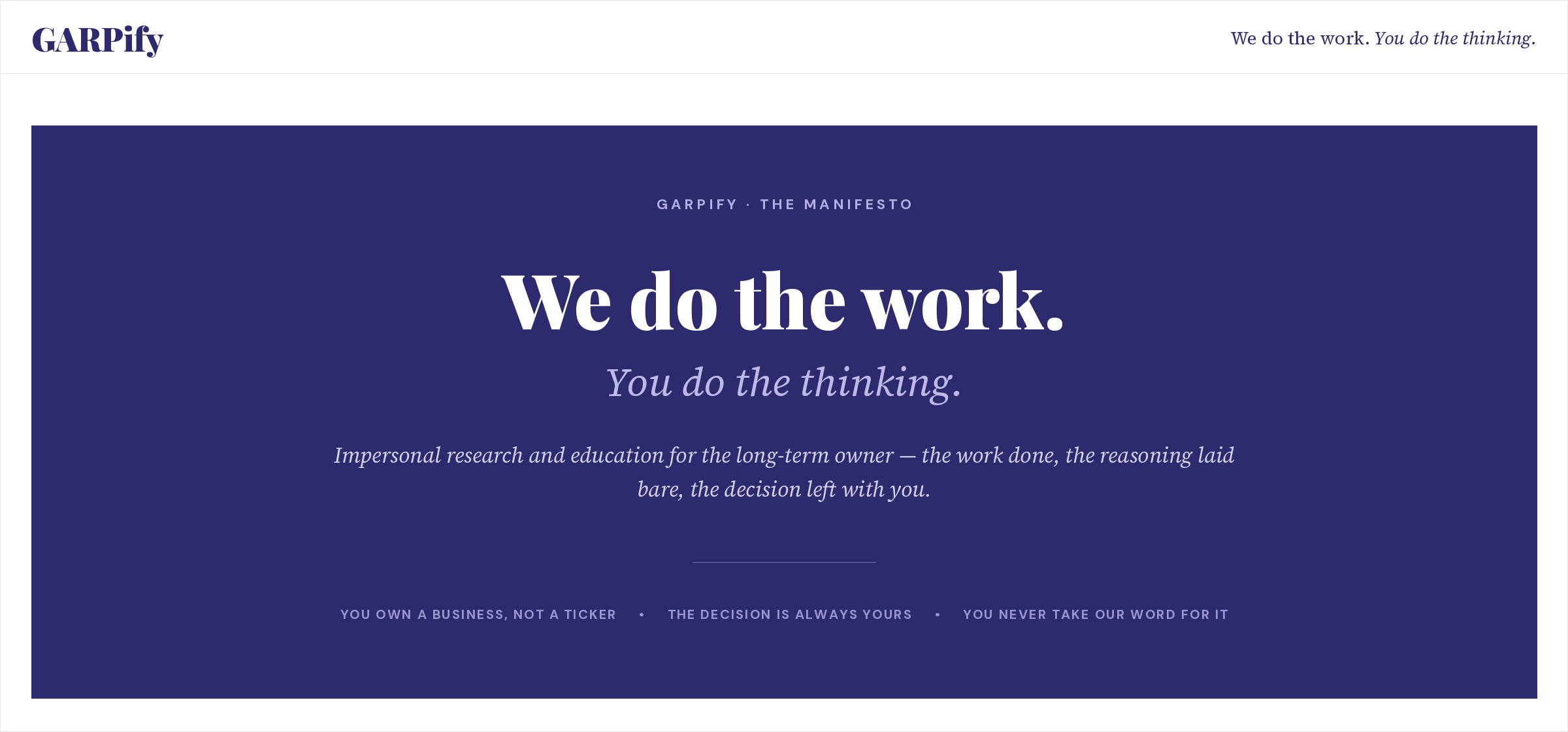 GARPify — We do the work. You do the thinking.